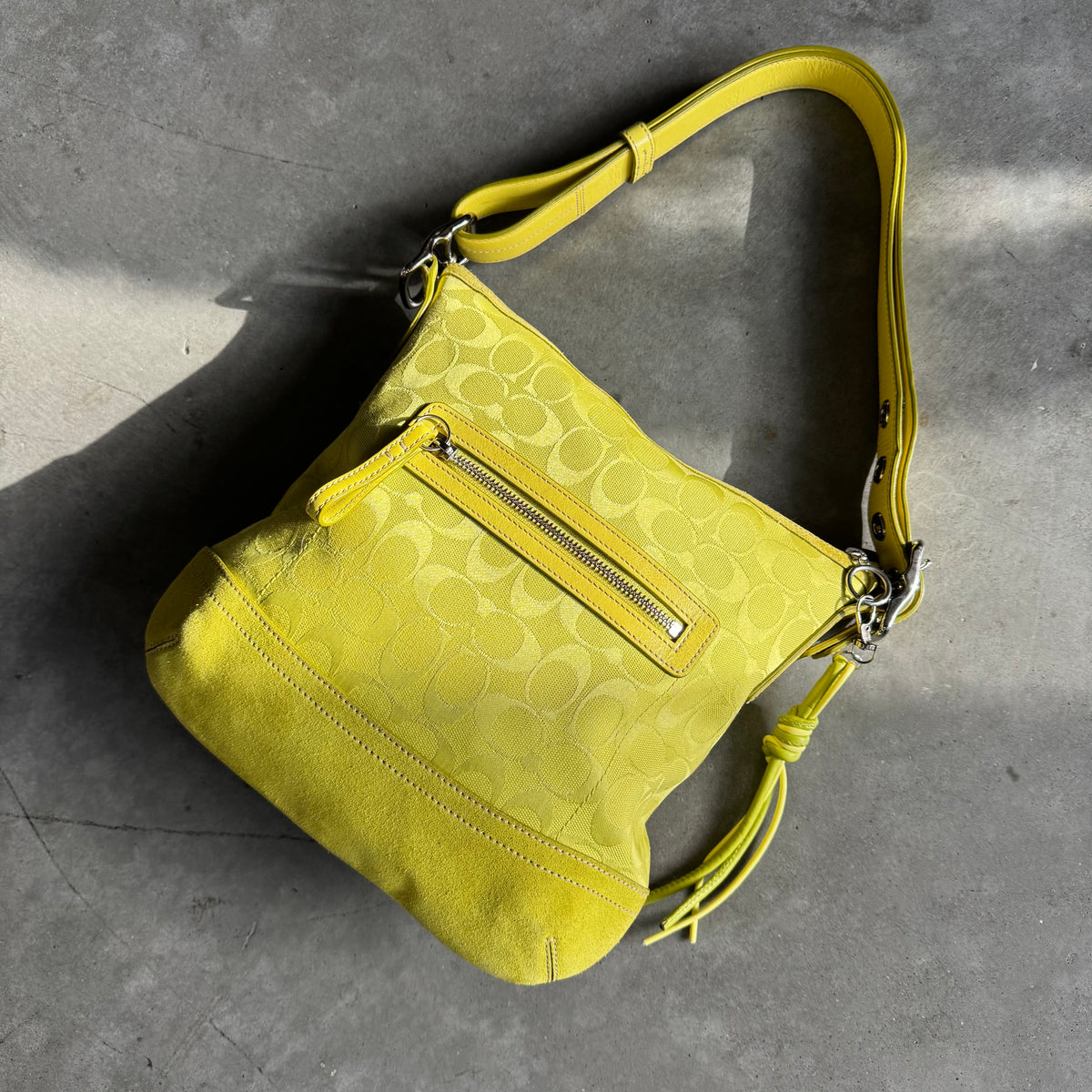 Coach Y2K Lime Green Slim Duffle Shoulder Bag