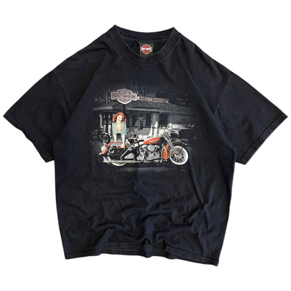 Y2K Harley Davidson Bowling Green Red Hair Motorcycle Women Tee