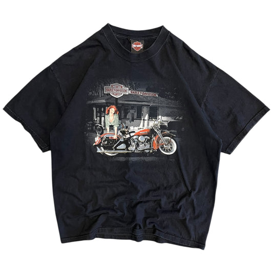 Y2K Harley Davidson Bowling Green Red Hair Motorcycle Women Tee