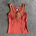 Women’s Vintage Worthington Orange Lace/Beaded Fitted Fairy Tank