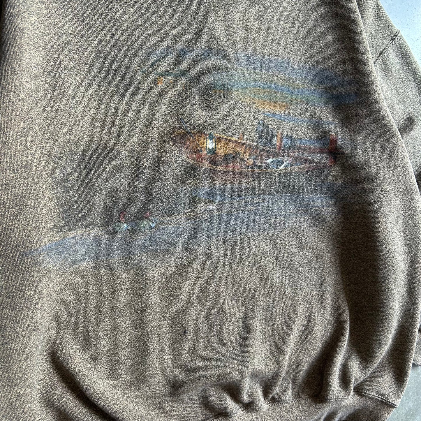 Vintage Faded Duck Hunting Boat & Dog Sweatshirt