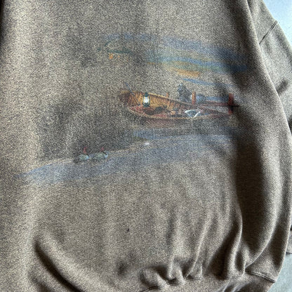 Vintage Faded Duck Hunting Boat & Dog Sweatshirt
