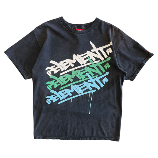 Y2K Element Triple Graffiti Spell-Out Black Tee