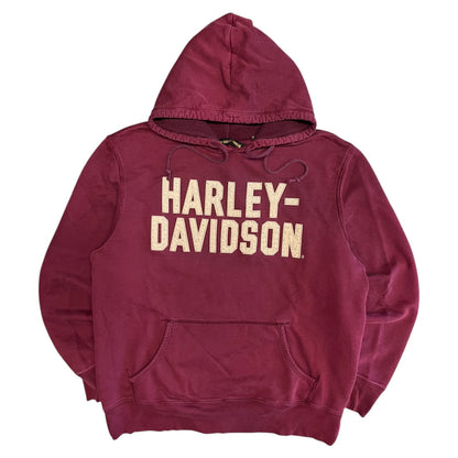 Y2K Harley Davidson Maroon Big Spell-Out Hoodie