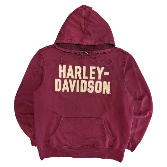 Y2K Harley Davidson Maroon Big Spell-Out Hoodie