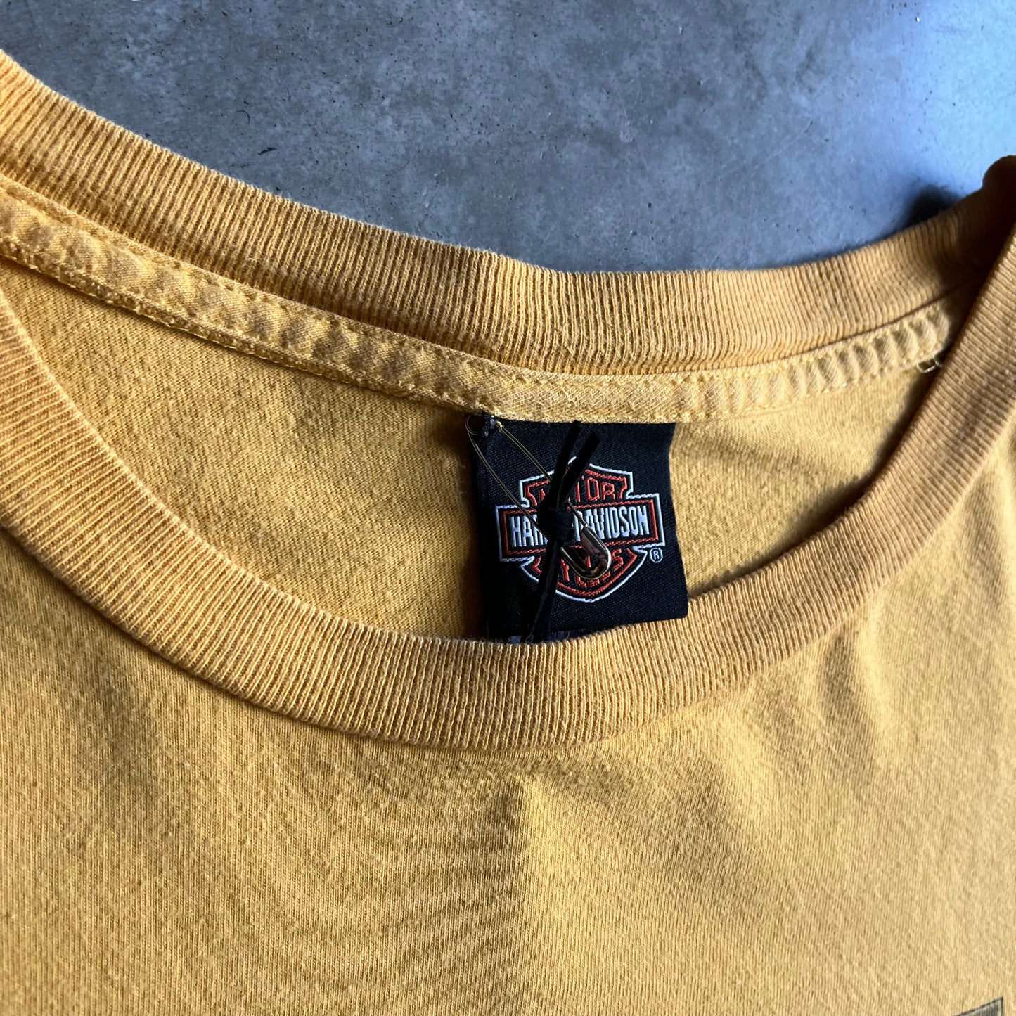 Harley Davidson Yellow Emblem Spellout Longsleeve T Shirt