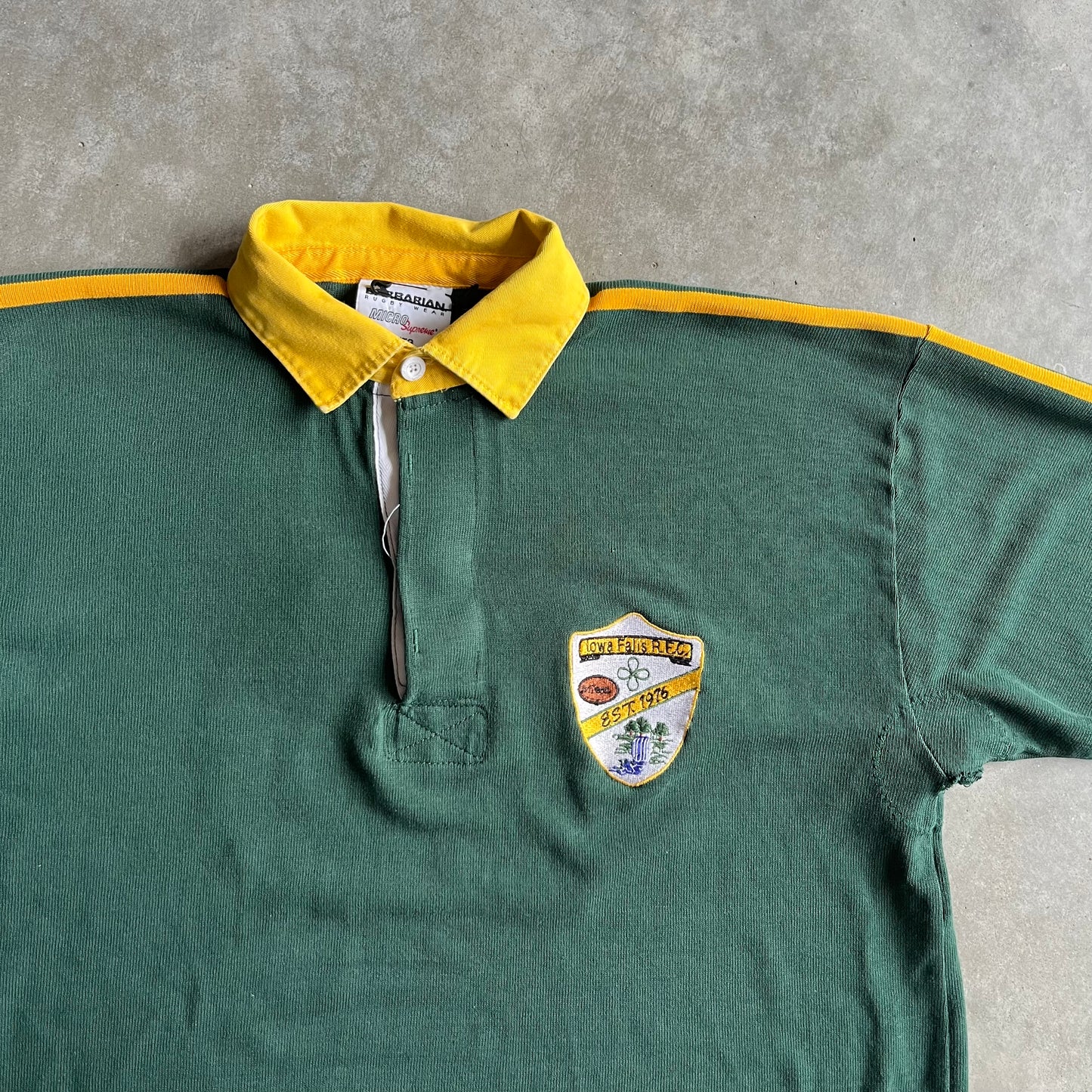 Vintage Iowa Falls Green & Yellow #15 Rugby Shirt