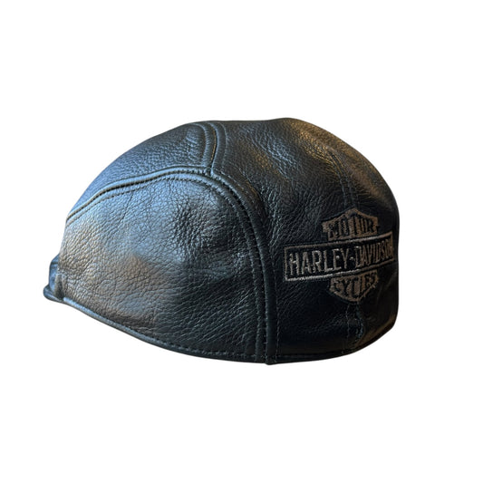 Vintage Harley Davidson Leather Newsboy Cabbie Hat