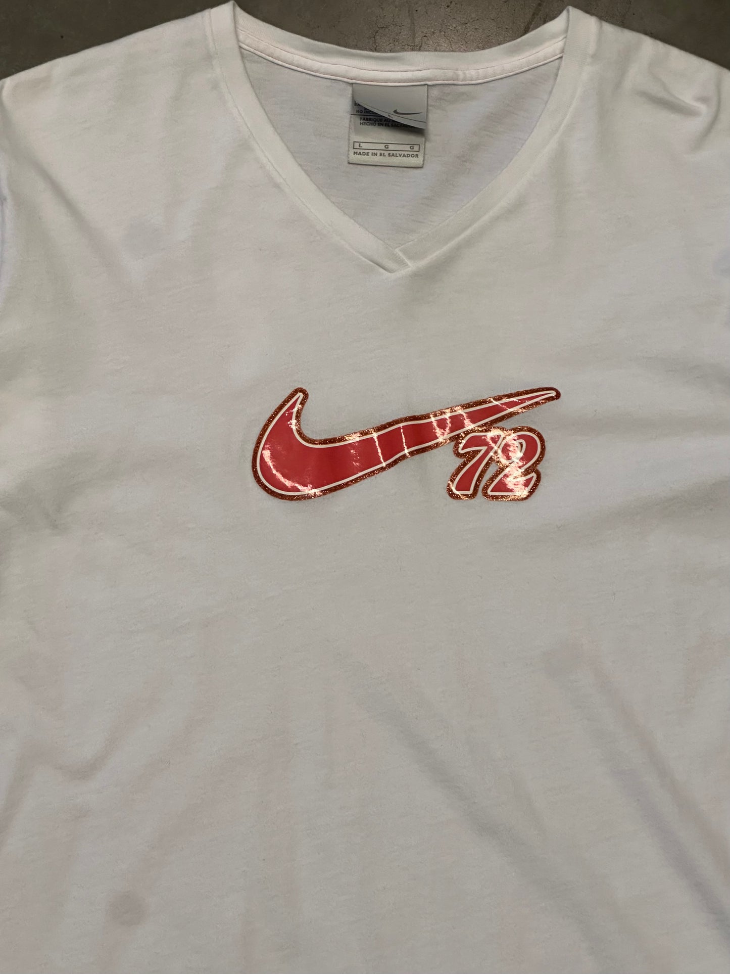 Women’s Vintage Nike Swoosh Graphic White/Orange Logo Long Sleeve