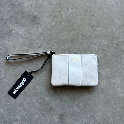 Coach White Jacquard Wallet Pouch