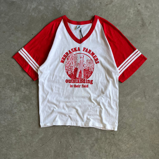 Vintage Nebraska Farmers ‘Outstanding In Their Field’ Baseball Tee