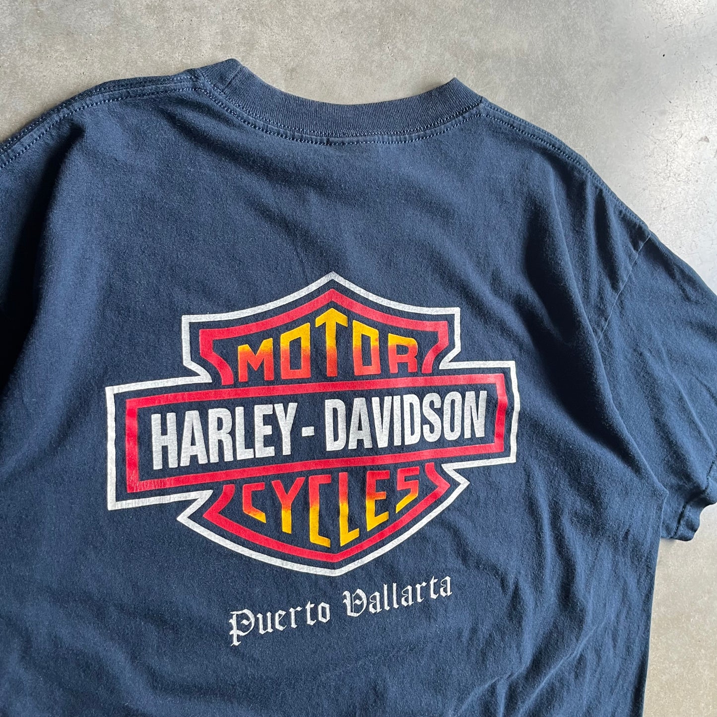 Y2K Harley Davidson Puerto Vallarta Navy Logo Tee