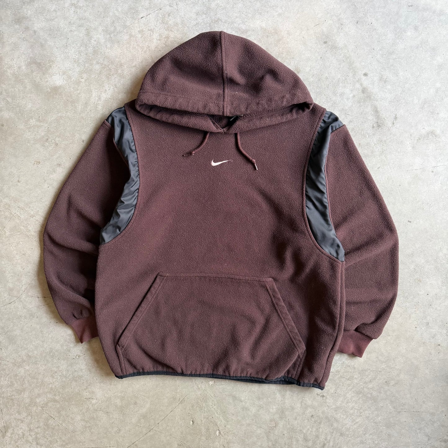 Vintage Nike Chocolate Brown Fleece Double Swoosh Hoodie