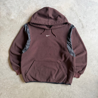 Vintage Nike Chocolate Brown Fleece Double Swoosh Hoodie