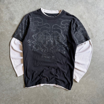 Y2K Black Gothic Waffle Knit Layered Longsleeve