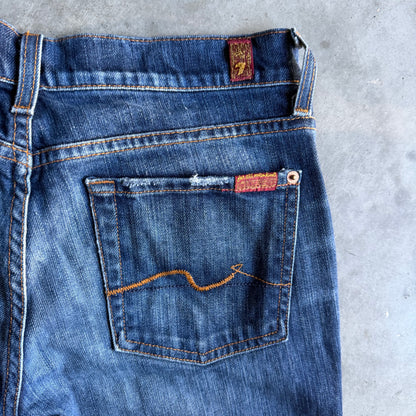 Y2K 7 For all Mankind Dark Blue Straight Leg Bootcut Jeans