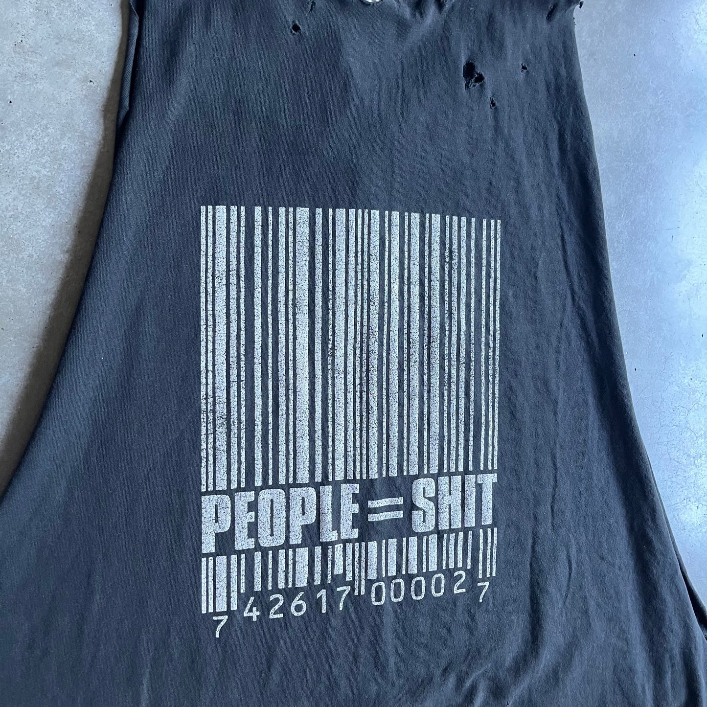 Vintage Slipknot "People = Sh*t" Barcode Distressed Cut-Off Tee