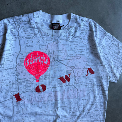 Vintage Indianola Iowa Hot Air Balloon Festival AOP Map Tee