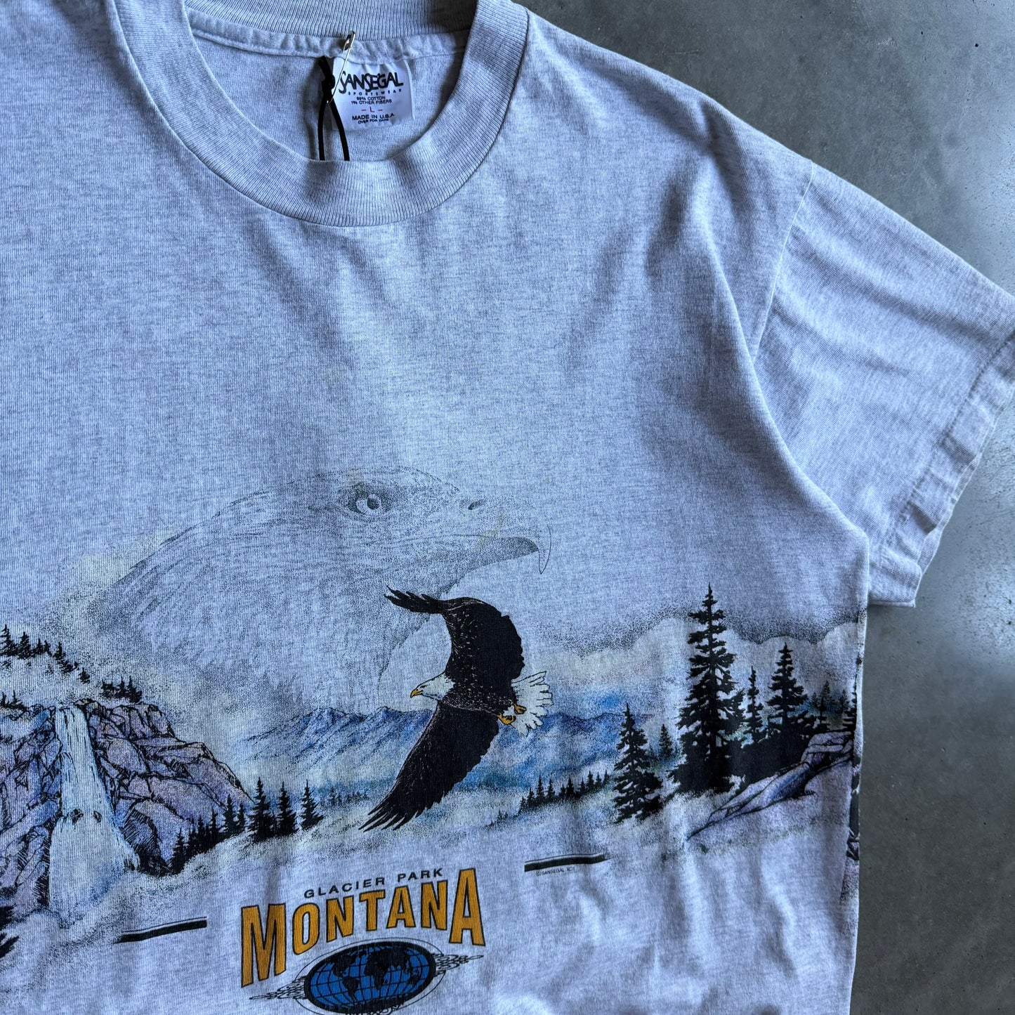 Vintage Glacier Park Montana Eagle Nature Wrap-Around Tee