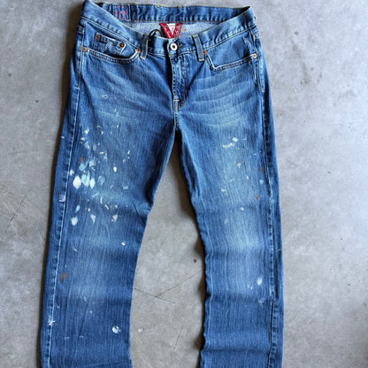 Vintage Lucky Brand Paint Splatter Bootcut Blue Jeans