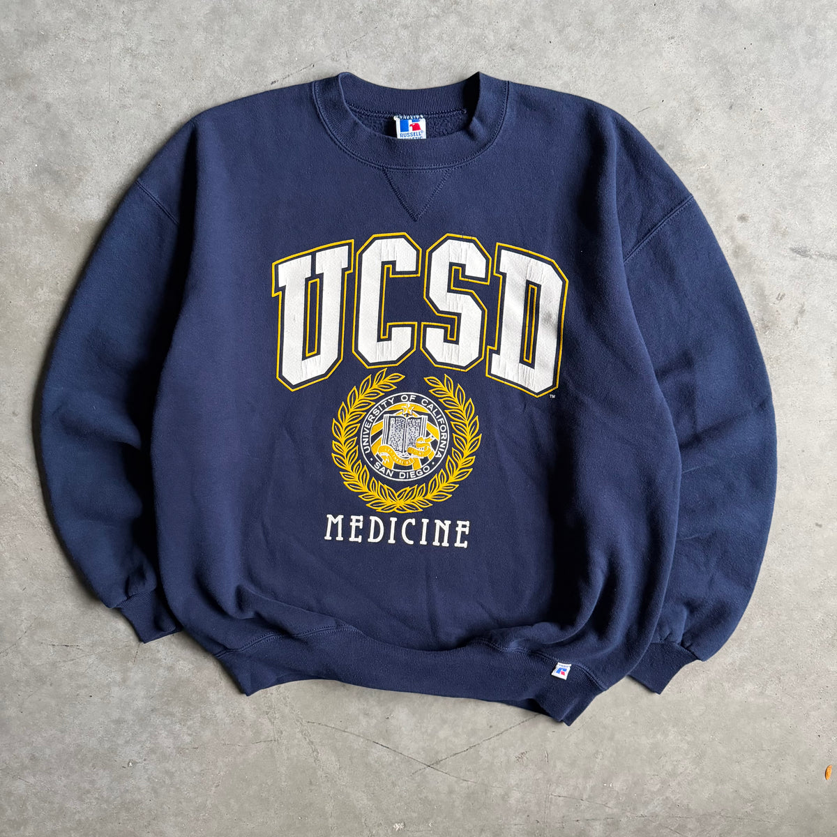 Vintage Russell UCSD Medicine Crest Navy Crewneck Sweatshirt