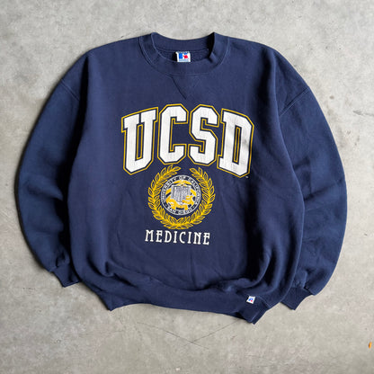 Vintage Russell UCSD Medicine Crest Navy Crewneck Sweatshirt