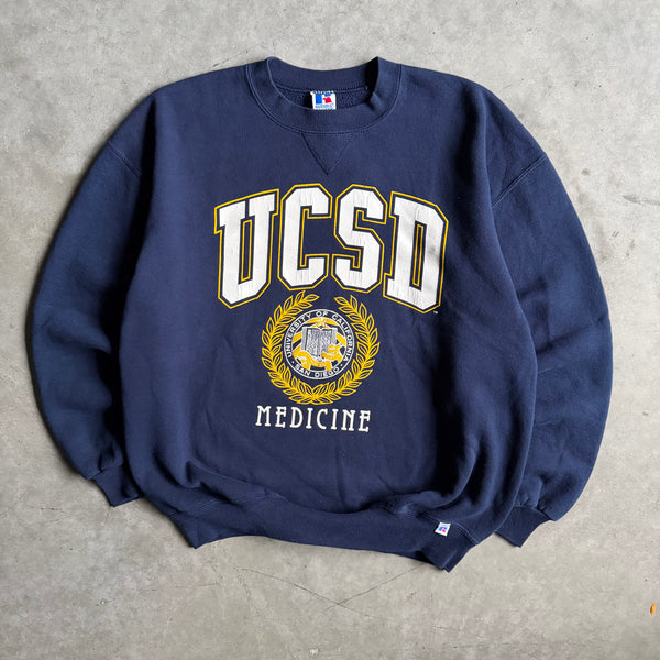 Vintage Russell UCSD Medicine Crest Navy Crewneck Sweatshirt