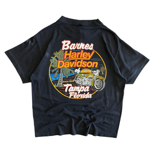 Vintage Barnes Harley Davidson Tampa Florida Black Tee