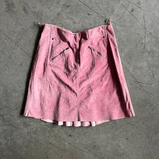 Women’s Y2K Boho Pink Suede Leather Skirt