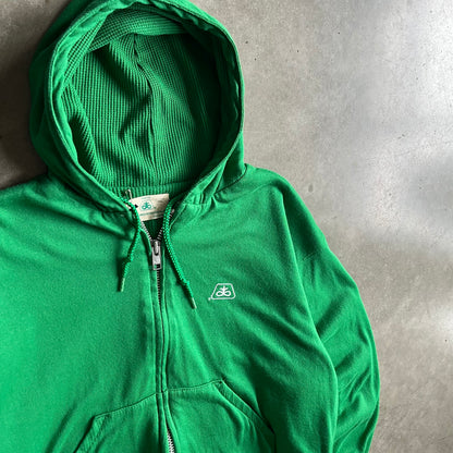 Vintage Pioneer Thermal Lined Green Zip-Up Hoodie