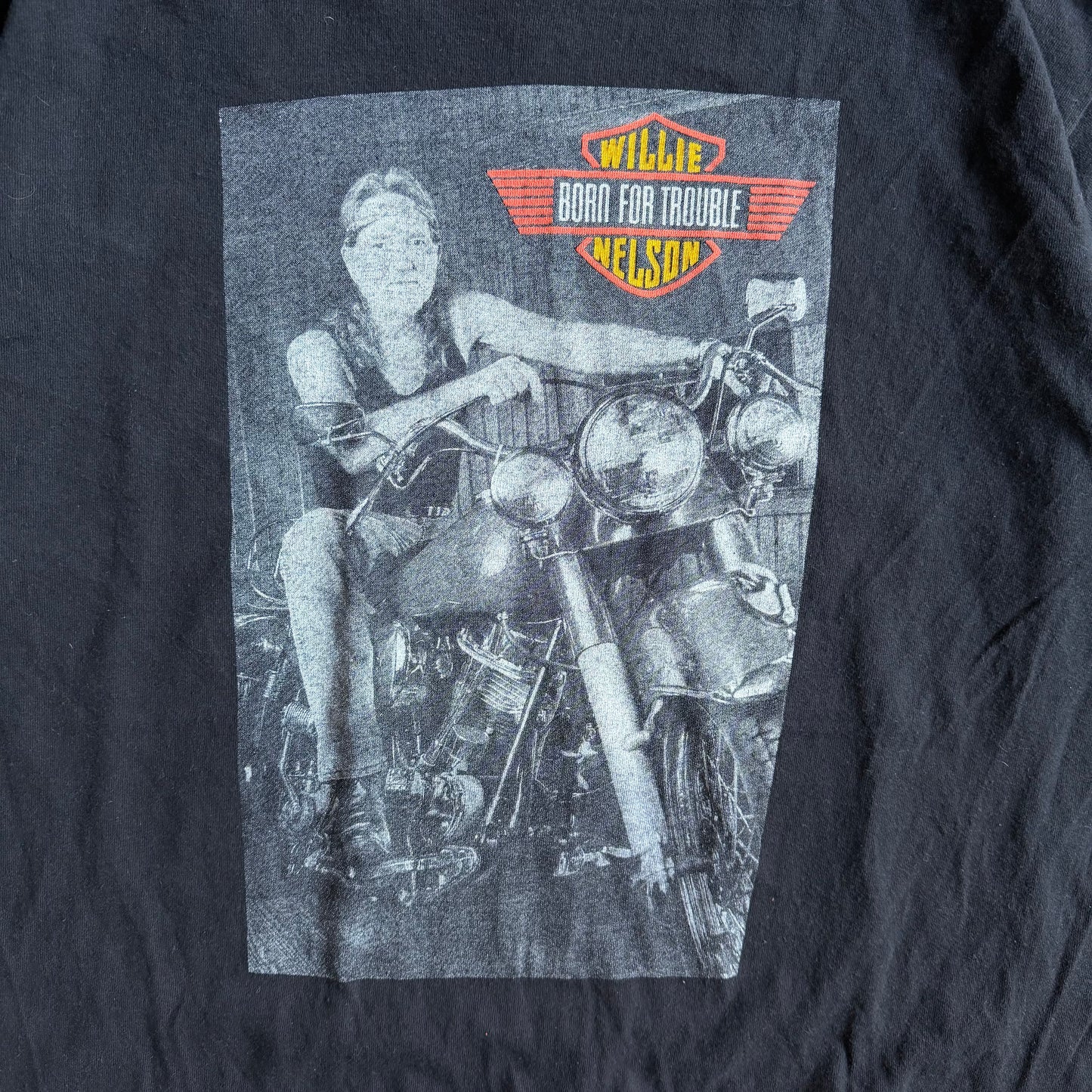 Vintage Willie Nelson Born For Trouble Harley Davidson Rip T Shirt