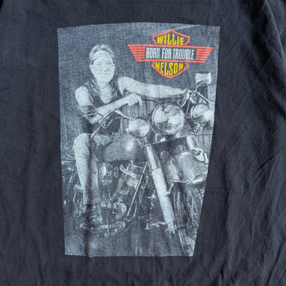 Vintage Willie Nelson Born For Trouble Harley Davidson Rip T Shirt