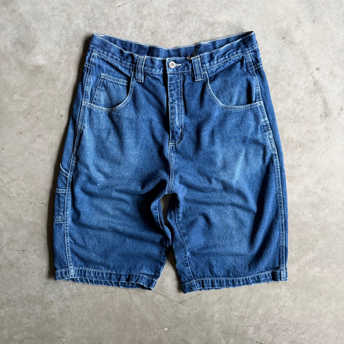 Y2K Fabu Fat Albert Dark Wash Embroidered Jorts