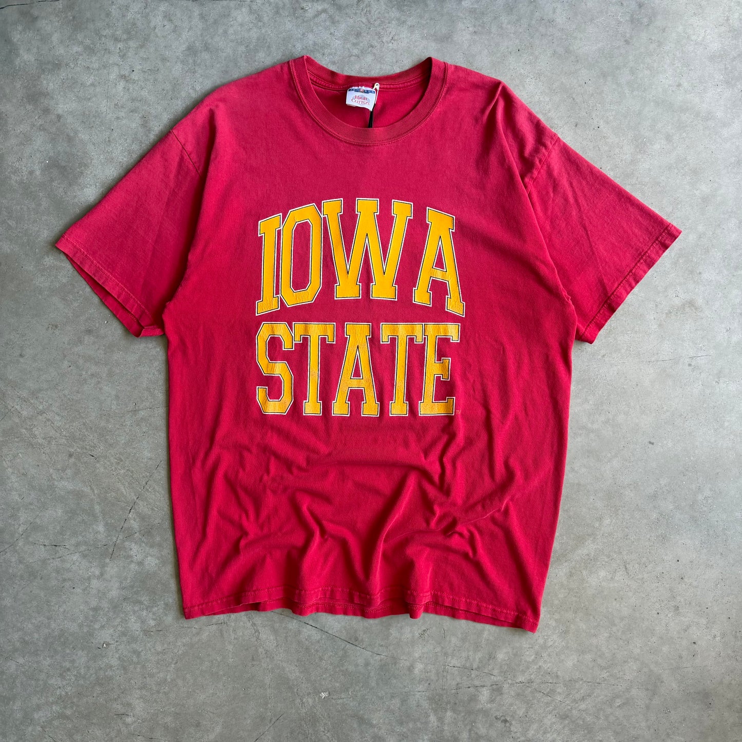 Vintage Iowa State Big Yellow Spell-Out Red Tee