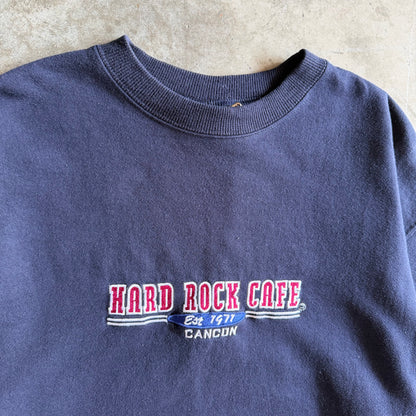Y2K Hard Rock Cafe Cancun Location Embroidered Spell-Out Sweatshirt