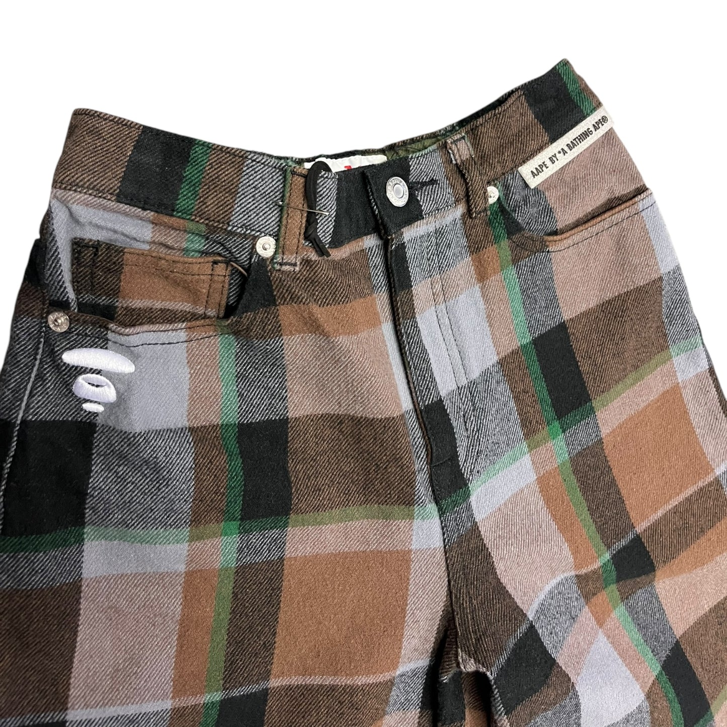 Aape By A Bathing Ape Womans Plaid Graphic Pocket Trousers