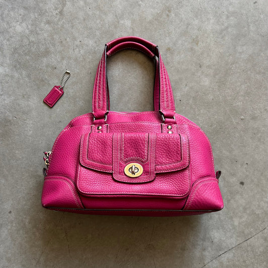Y2K Coach Pink Pebbled Leather Hampton Shoulder Bag