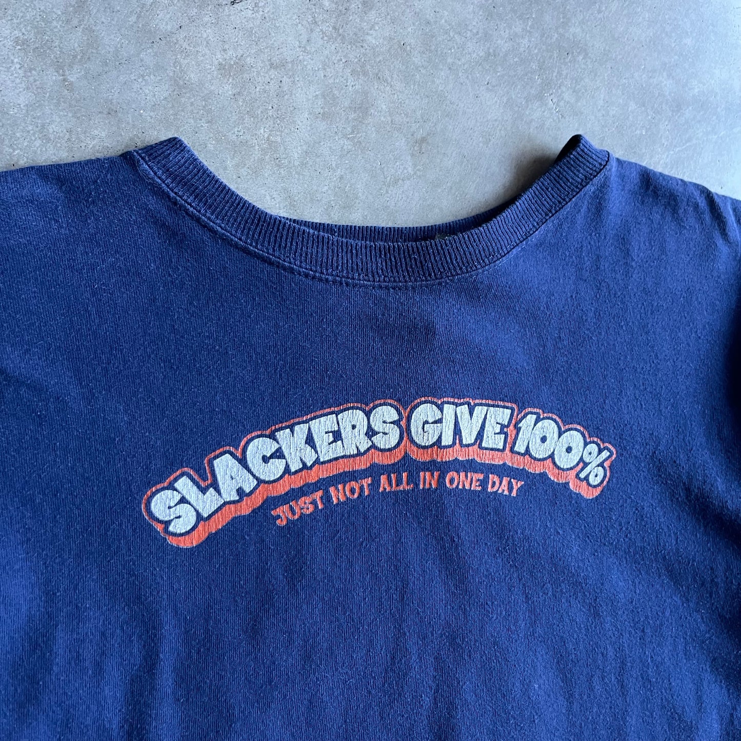 Y2K ‘Slackers Give 100% Just Not All In One Day’ Navy Tee