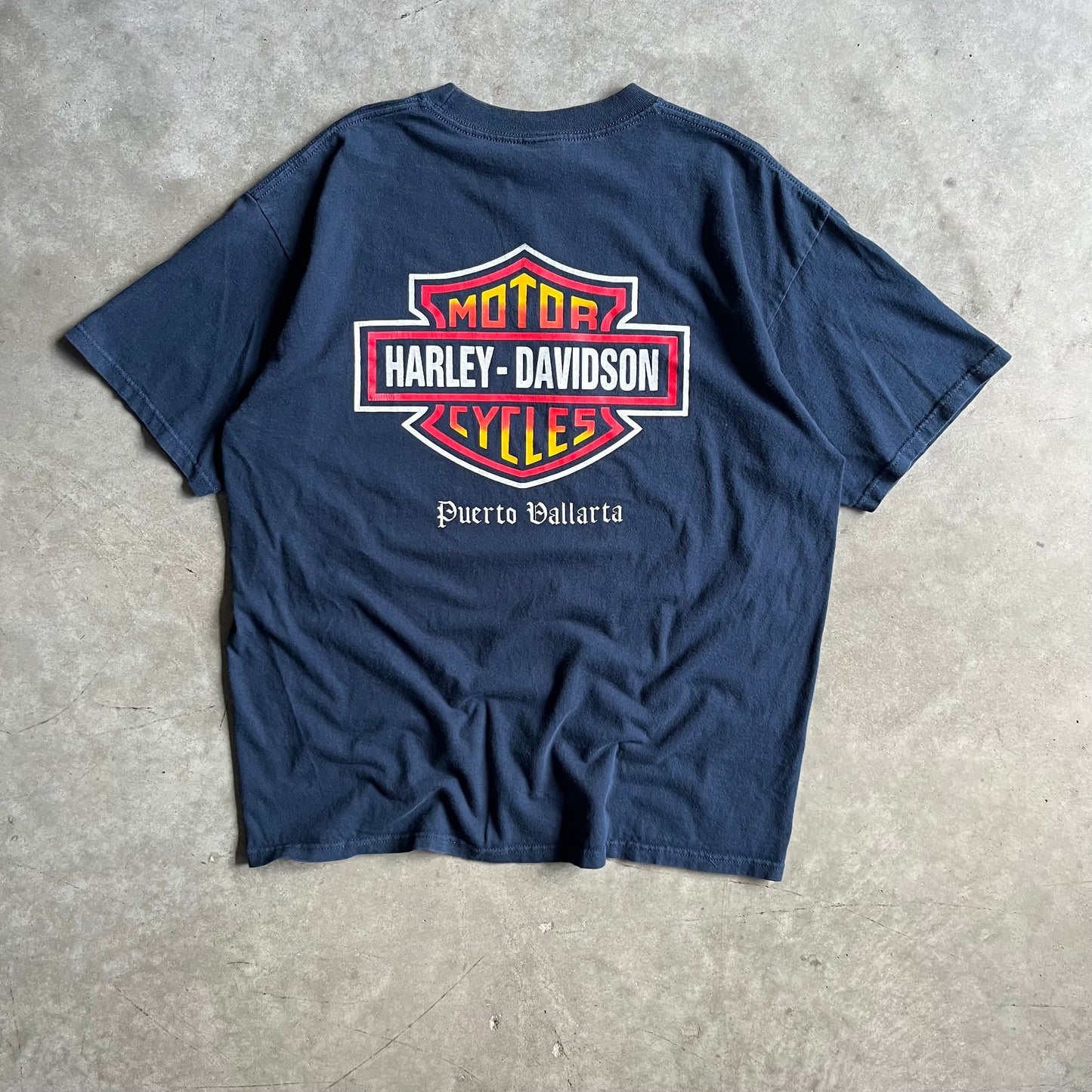 Y2K Harley Davidson Puerto Vallarta Navy Logo Tee