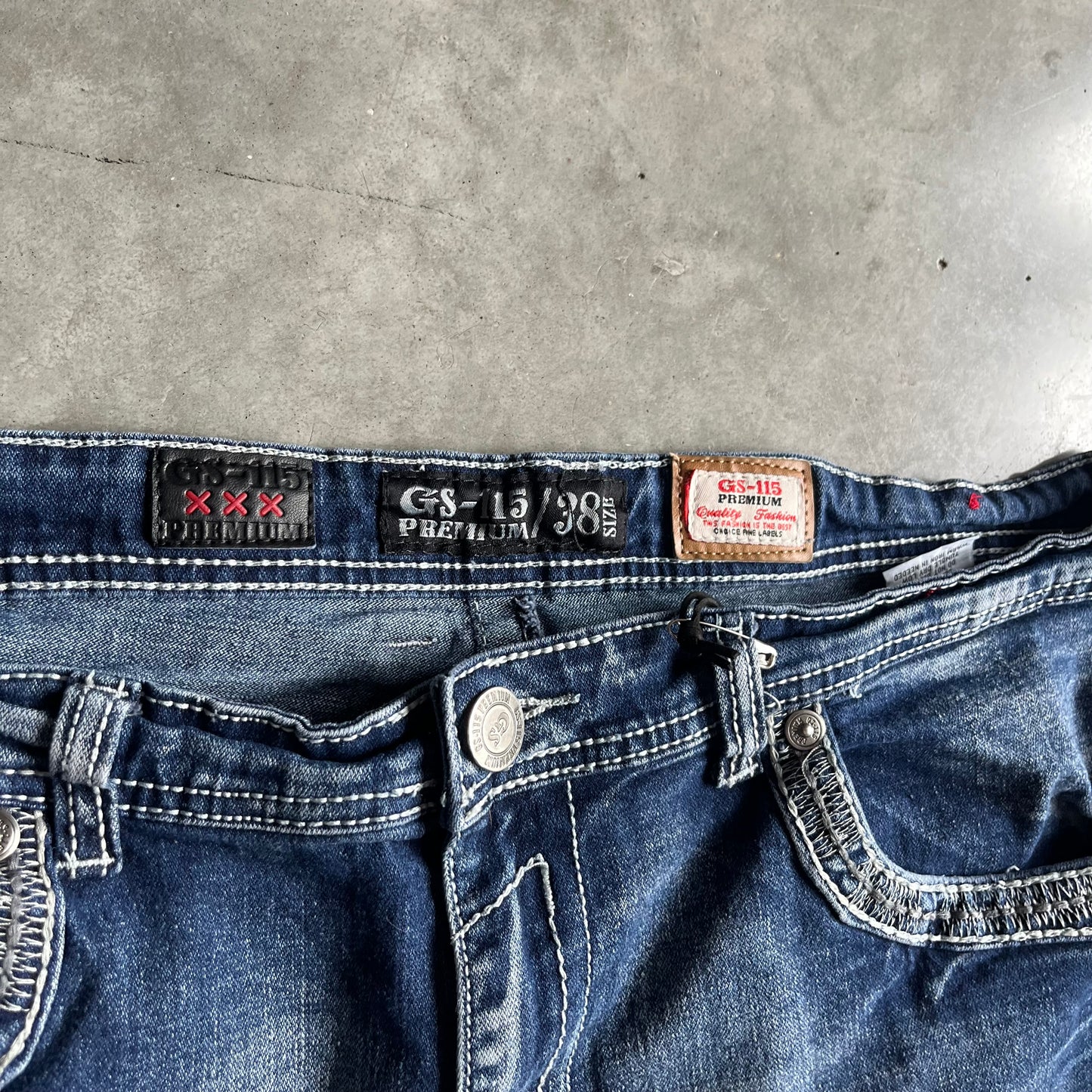 Y2K GS-115 Straight Leg Contrast Stitch Jeans