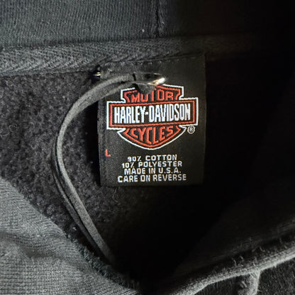 Y2K Harley Davidson Flame Sleeve Eagle Coralville Hoodie