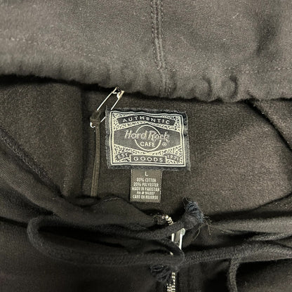 Y2K Hard Rock Cafe Black Spell-Out Zip Up Hoodie