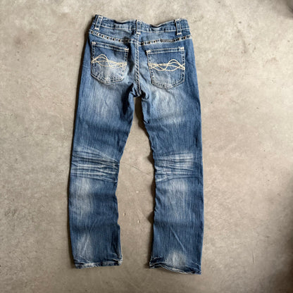 Women’s Y2K Cowgirl Tuff Co Studded Boot Cut Flair Jeans