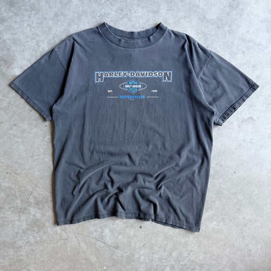 Vintage Las Vegas Harley Davidson Faded Black Shield Spell-Out Tee