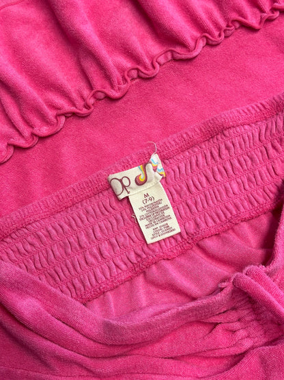 Women’s Y2K OP Hot Pink Terry Cloth Mini Halter Dress
