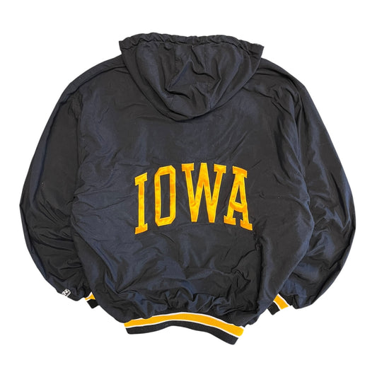 Vintage DeLong Iowa Hawkeyes Quarter Zip Hooded Bomber