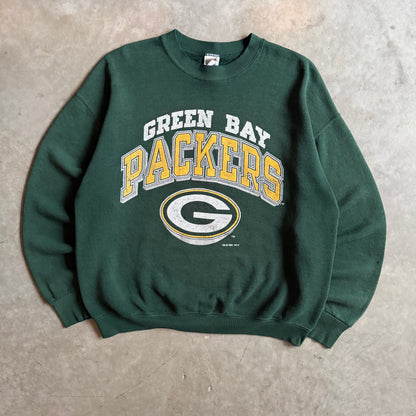 Vintage Green Bay Packers Faded Big Spell-Out Logo Green Sweatshirt