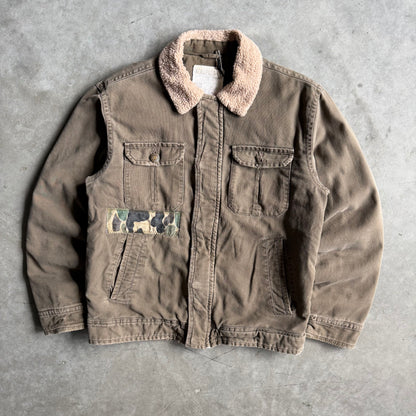 Y2K Aeropostale Olive Sherpa Collar Work Jacket w/ Camo Patch