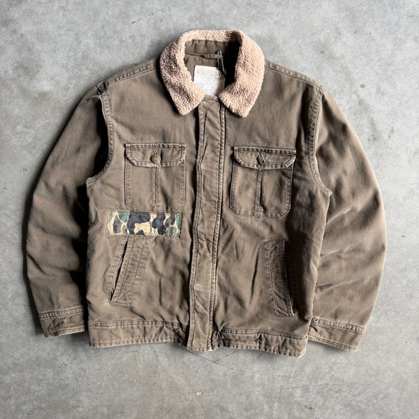 Y2K Aeropostale Olive Sherpa Collar Work Jacket w/ Camo Patch