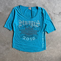Women’s Harley Davidson Blue Bling 2/3 Sleeve Sturgis Shirt